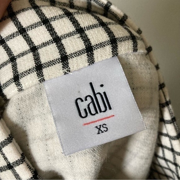 Cabi | 3173 Windowpane Jacket Black Funnel Neck 3/4 Sleeves Button Up XS - Picture 4 of 8
